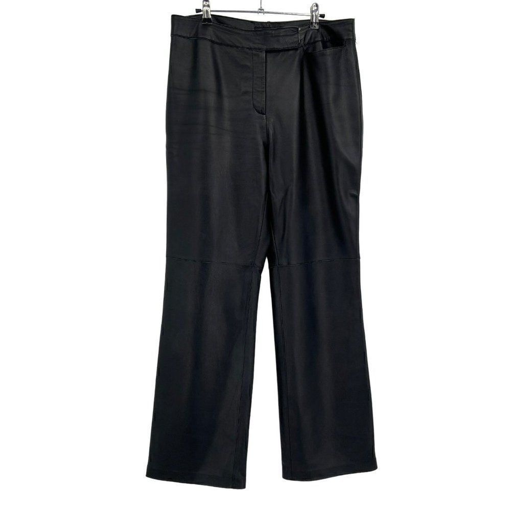 Alfani 100% Leather Fully Lined Boot Cut Pants Black Women's Size 12